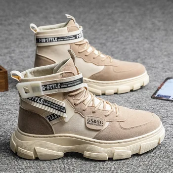 

2020 Autumn Early Winter Boots Men Canvas Shoes ThIck Sole Men Ankle Boots Fashion Young Man Footwear Brand Male Shoes KA2838