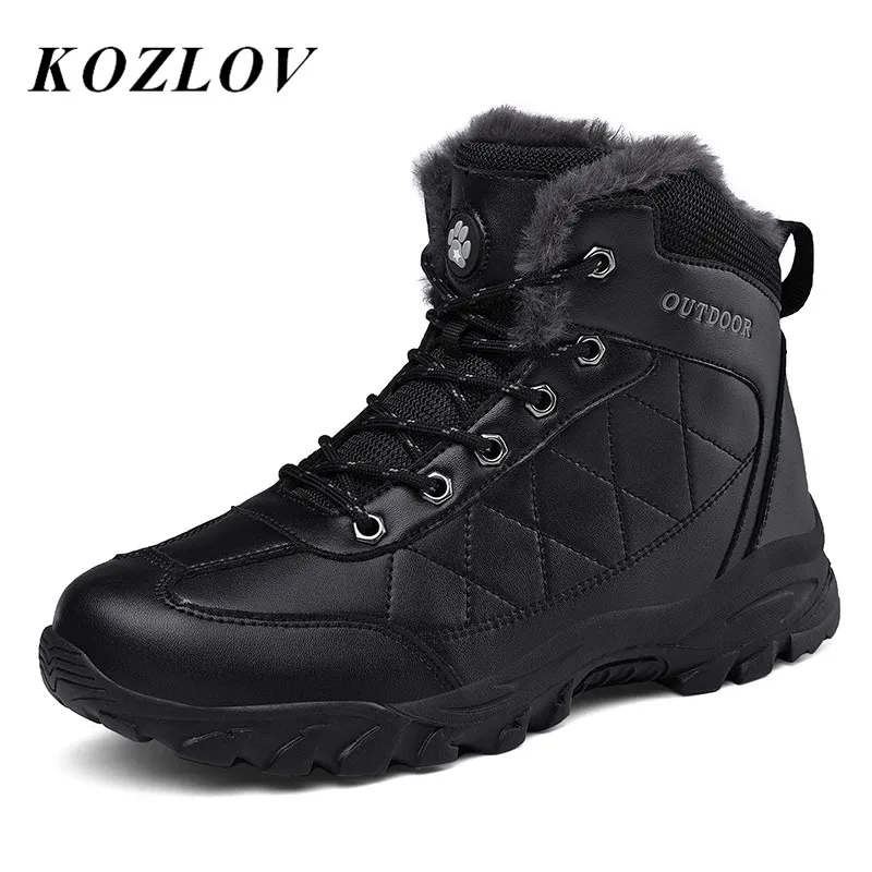 Зимние мужские ботинки на меху; повседневная обувь; ботильоны из натуральной кожи ручной работы на водонепроницаемом меху; мужские армейские ботинки; Botas KOZLOV