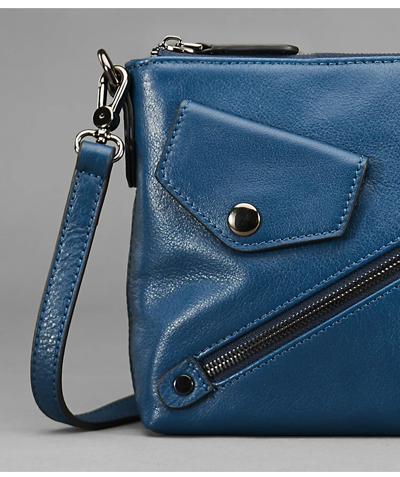 GIONAR синий кошелек через плечо Мягкая натуральная коровья кожа сумки для женщин Винтаж маленькая сумка передний карман на молнии