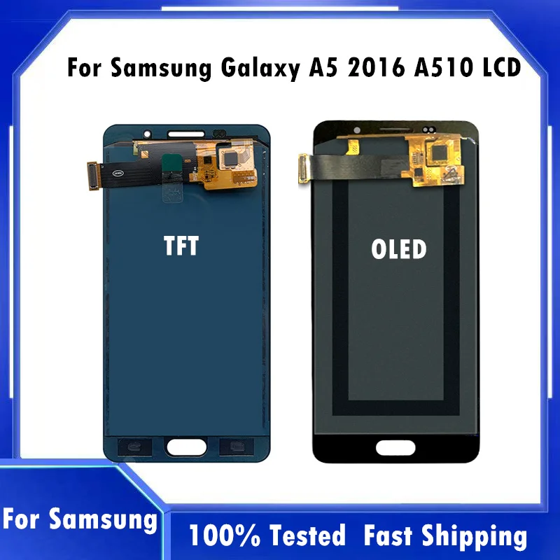 100% протестированный сенсорный ЖК-экран для Samsung Galaxy A5 2016 дигитайзер в сборе A510F A510M