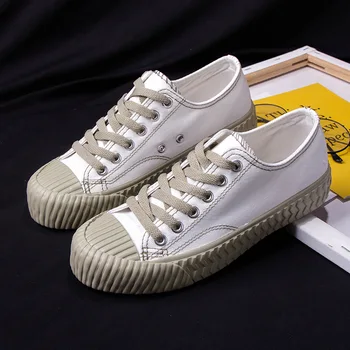 

2020 New Vulcanized Canvas Shoes Female Trend Ins Joker Harajuku Style Retro Shallow Mouth Low-top Fashion Flat Bottom Shoes