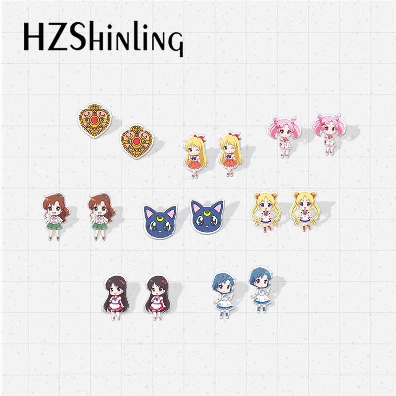 Серьги из акриловой смолы Sailor Moon серьги мультфильма &quotСейлор Мун&quot эпоксидные