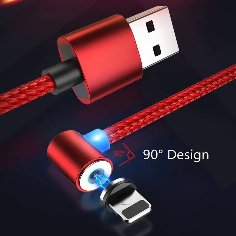 Cafele Магнитный кабель 3 в 1 Micro usb type C Кабельный адаптер зарядное устройство для Iphone samsung Xiaomi магнит Android телефон 1 м шнур данных - Цвет: Red