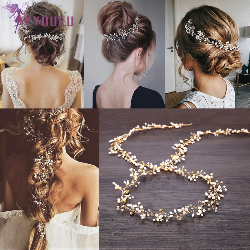 

YYOUFU Fashion Wedding Hair Accessories Simulated Pearl Haedbands for Bride Crystal Crown Elegant Hair Ornaments Hairpin