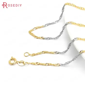 

(37920)2PCS 45CM 24K Gold Color and Platinum Color Copper Round Spring Clasps Finished Necklace Chains Jewelry Making Supplies