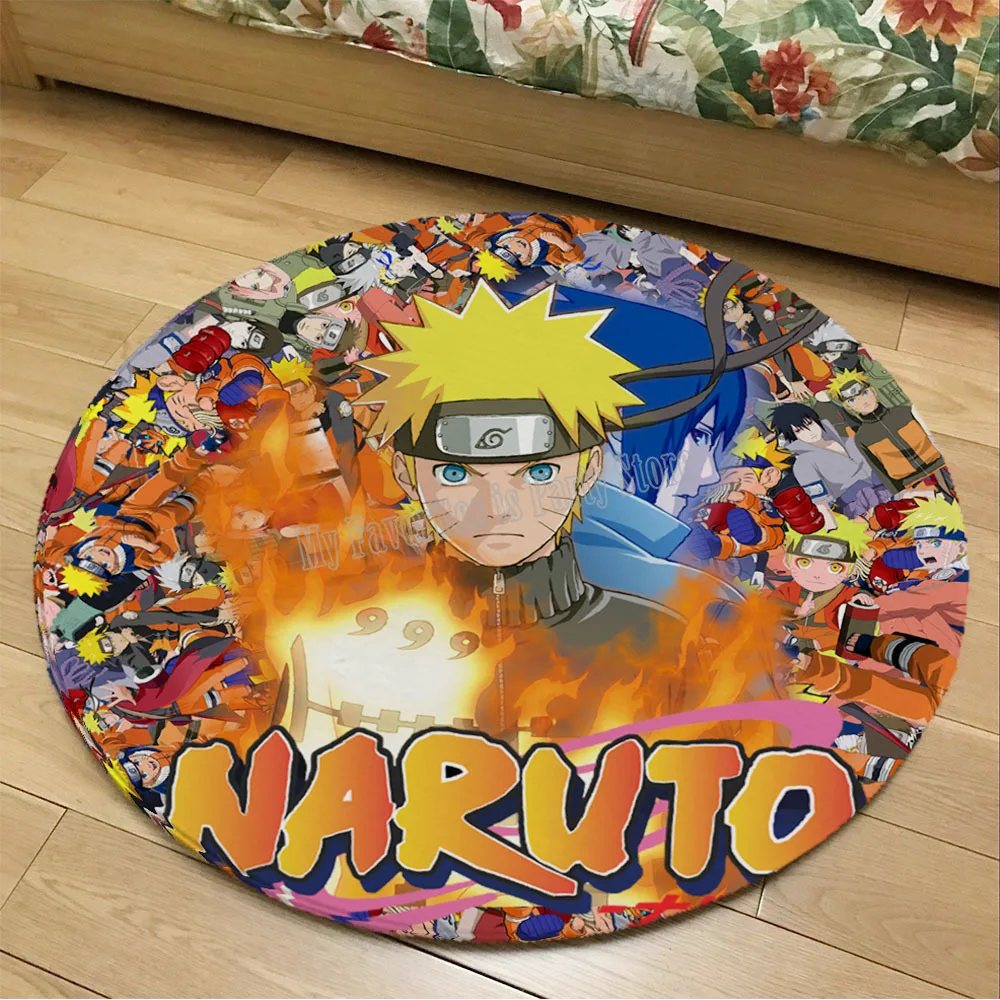Мультяшный нескользящий фланелевый коврик Narutos Круглый напольный ковер с
