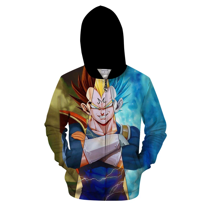 Толстовка на молнии с 3D принтом Dragon Ball для женщин/мужчин, Качественные свитшоты с длинными рукавами, куртка уличная, аниме, куртка с капюшоном на застежке, оверсайз