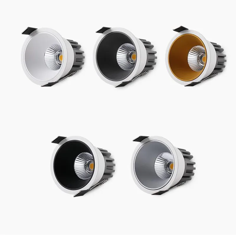 Downlight Dimmable Anti Glare Recessed AC220V 110V 240V 7W-15W Lamp Round Led Cob Ceiling Room Bedroom Spot Light led downlight recessed ceiling spotlight