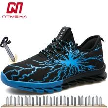 Крутая Мужская Рабочая обувь со стальным носком; дышащая защитная обувь для мужчин; большие размеры 36-48