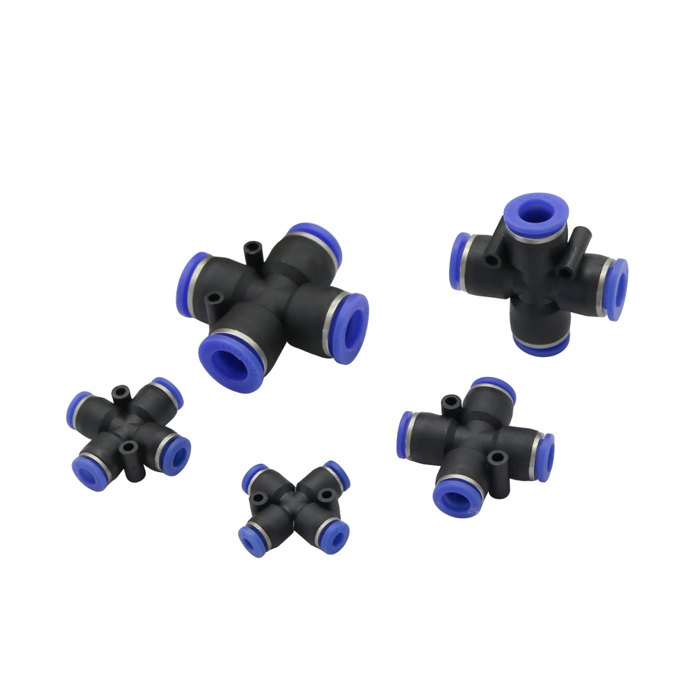 

4mm 6mm 8mm 10mm 12mm Interface Slip-lock Cross Quick Connector Water Splitter Gas Plastic Pipe Pneumatic Coupling 5pcs