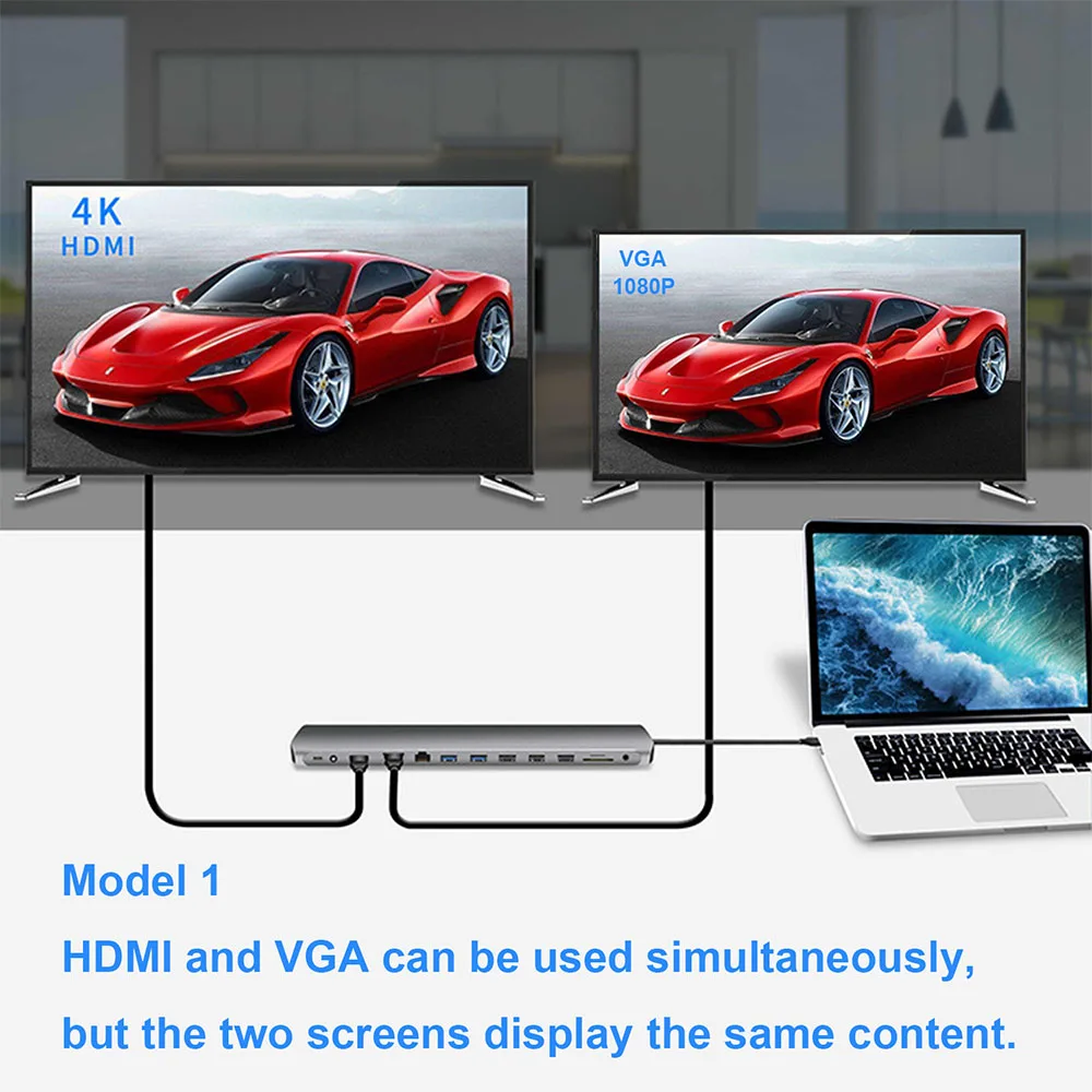 Thunderbolt 3 USB-C док-станция type C к HDMI USB3.0 RJ45 аудио адаптер для MacBook samsung Dex S8/S9 huawei P20 Pro USB C адаптер - Цвет: same screen