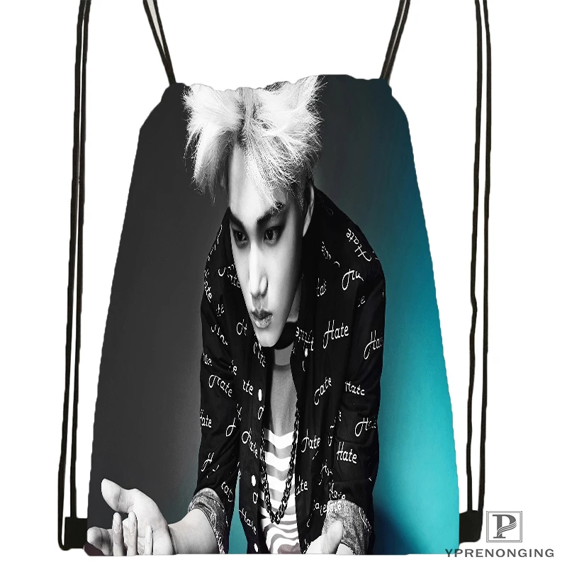 Custom EXO(31) походная сумка на шнурке милый рюкзак для детей(черная спинка) 31x40 см#180531-04-72