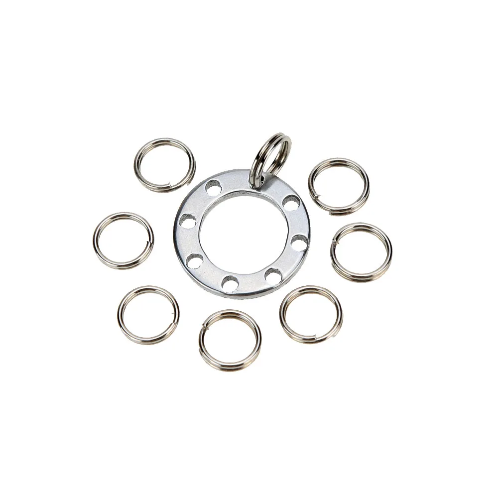 

1 Pcs 8 Hole EDC Keychain Multi-purpose Keychain with 8 Mini Steel Rings Compact Camp Hike Outdoor Tools Silver