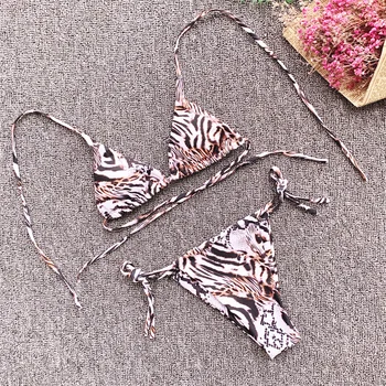 

Sexy Leopard Micro Bikini Set Bandage Thong Swimsuit Triangle Swimwear Women Mini Swimsuit Female Bathing Suit Women Biquini