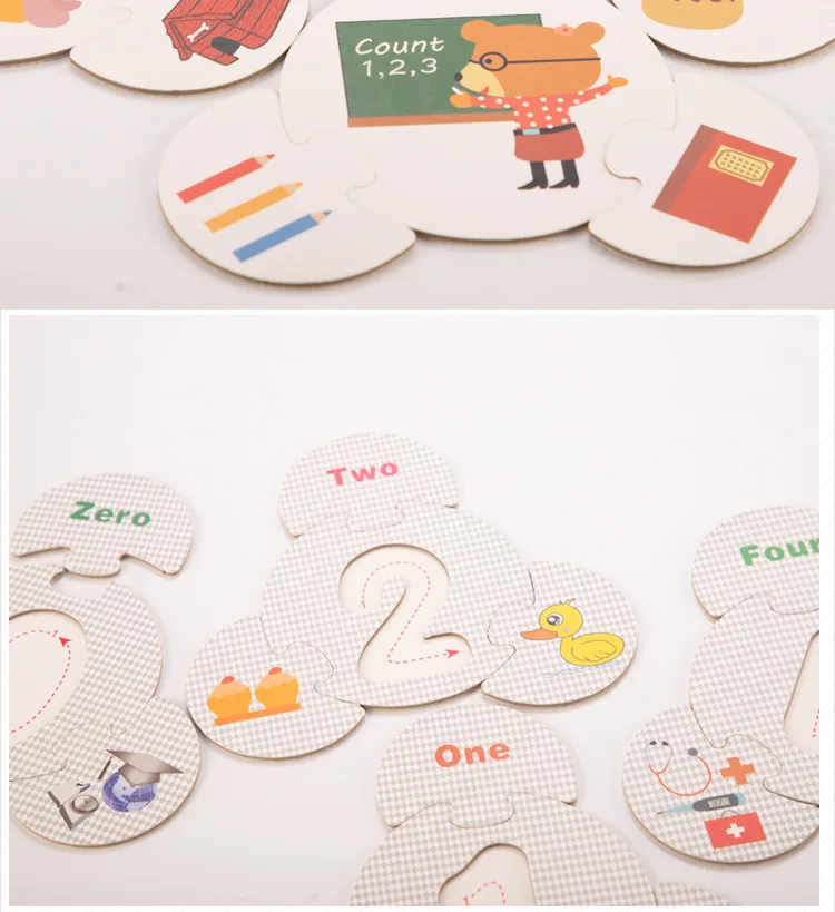 

With Numbers Lettered Matching Jigsaw Puzzle Kindergarten Early Childhood Learning CHILDREN'S Wooden Toy Boutique Wooden Toys Ma