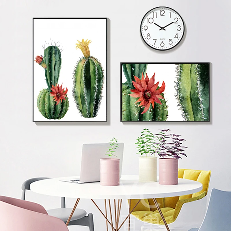 Скандинавский суккулент кактус украшение HD печать плакаты принты настенная
