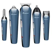 PROGEMEI 5 в 1 Профессиональная машинка для стрижки волос зарядка через usb волос триммер для стрижки бороды Триммер для носа для мужчин машинка для стрижки Машинка для груминга