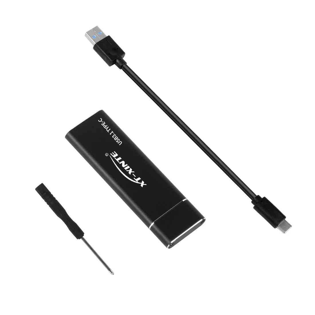 Корпус для жесткого диска USB 3,1 Для M.2 NGFF SSD жесткий диск Box адаптер чехол Тип C/USB к Тип-C кабель для 2230/2242/2260/2280 m2 SATA SSD - Цвет: Black USB cable