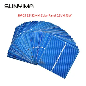 

SUNYIMA 50pcs Solar Panel 0.5V 0.43W 52*52MM Sun Power For Solar Cells Polycrystalline Photovoltaic Panel DIY Solar Battery Char