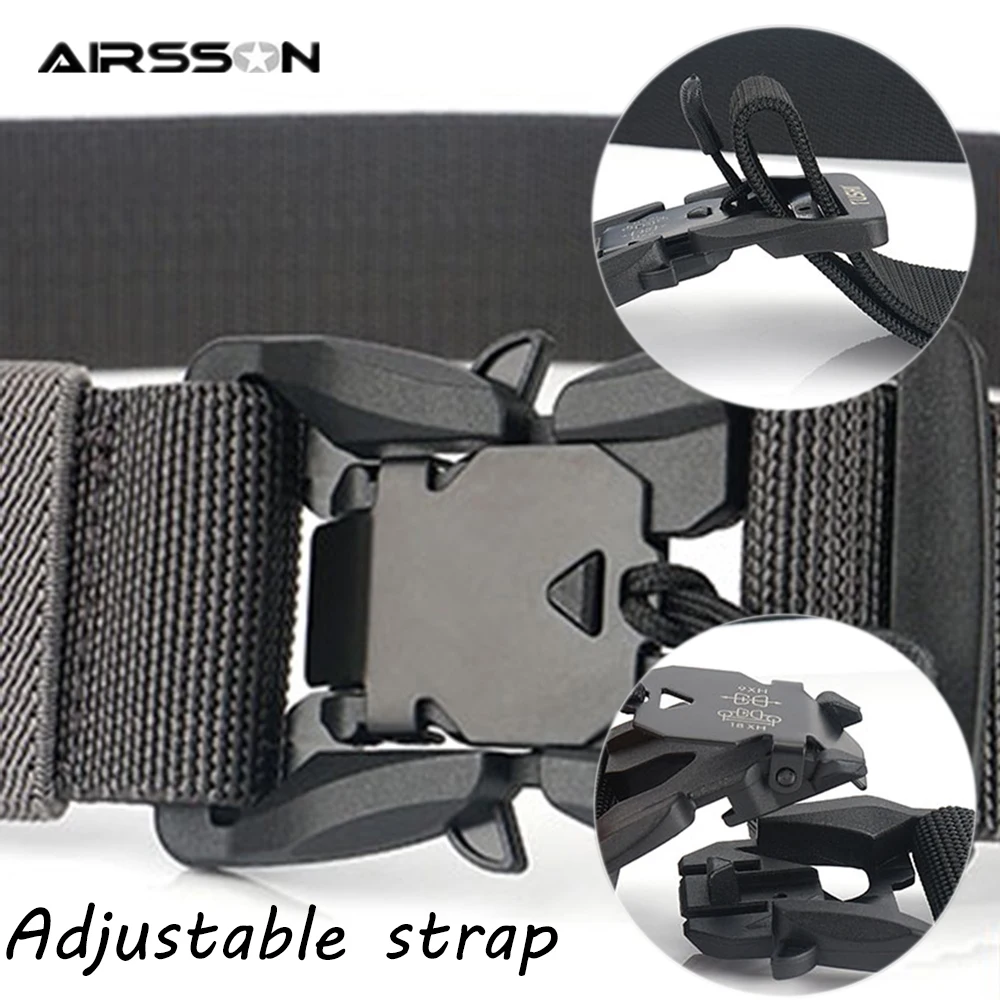 125CM Military Army Belt Elastic Nylon Tactical Belt Men Waist Belt Magnetic Quick Release Buckle Hunting Tool Sports Equipment