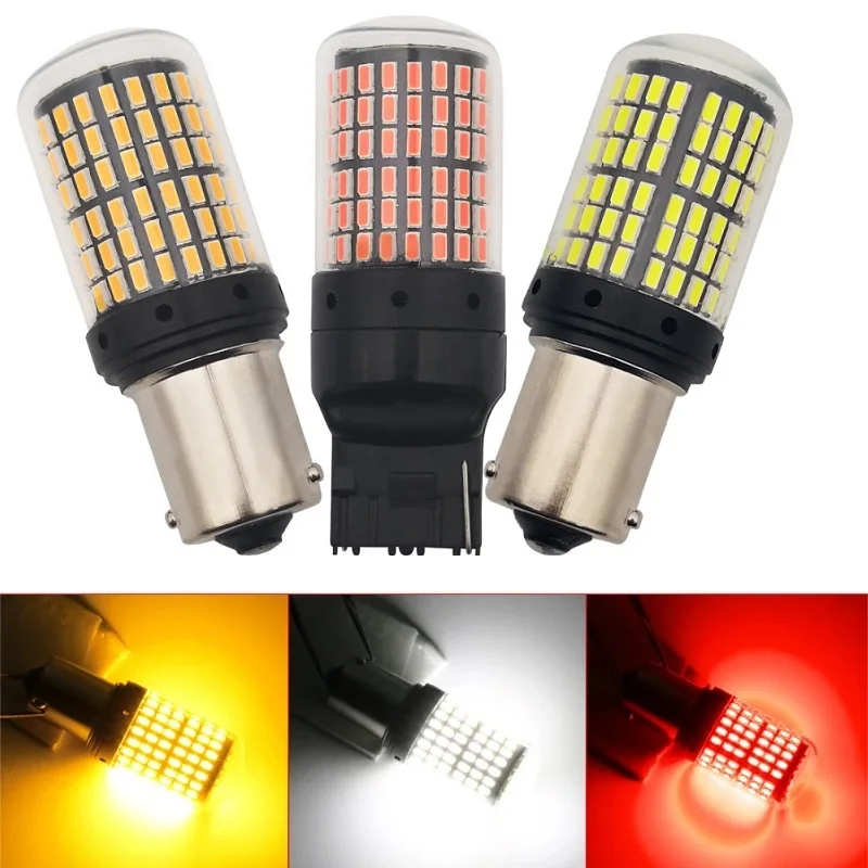 2 BAY15D P21W 1157 LED 3014 144SMD Canbus No Error Turn Signal Light Bulb Yellow