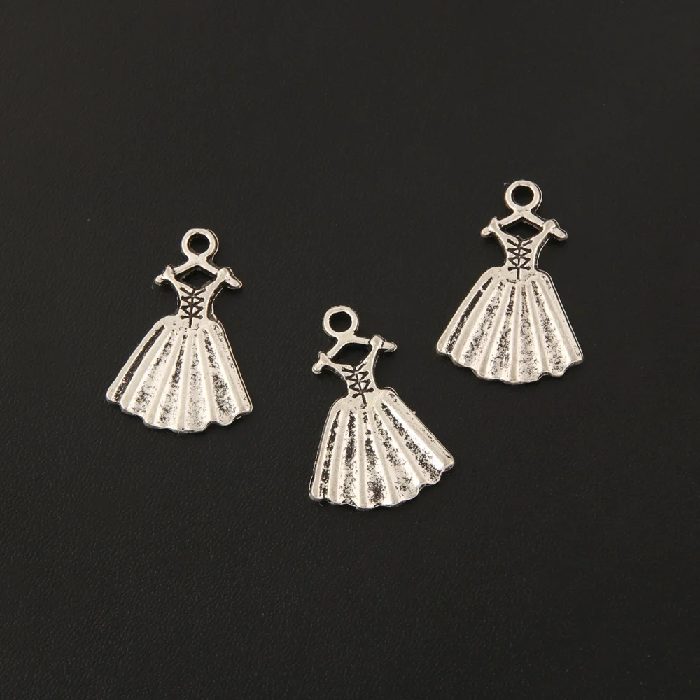 25pcs Silver Color Skirt Charms Princess Dress Pendant Finding Girls Birthday Gift DIY Handmade Jewelry Accessorie | Украшения и
