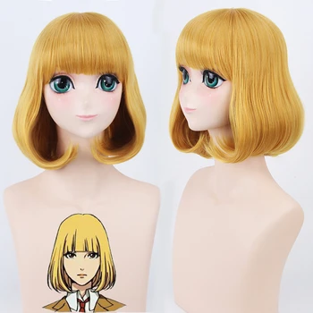 

Anime Midorikawa Hana Cosplay Wig Golden Blonde Short Bob Heat-resistant Fiber Hair Prison School Women Costume Play Wigs+ Cap