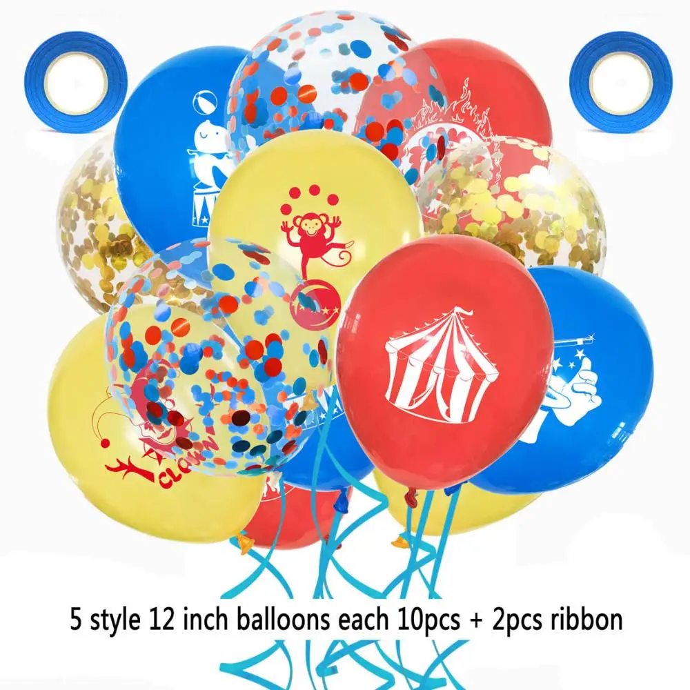 52 шт конфетти латексные шары 12 дюймов цирковая обезьяна в форме клоуна с днем рождения, вечеринки, свадьбы, Рождества, декоративные принадлежности для детей