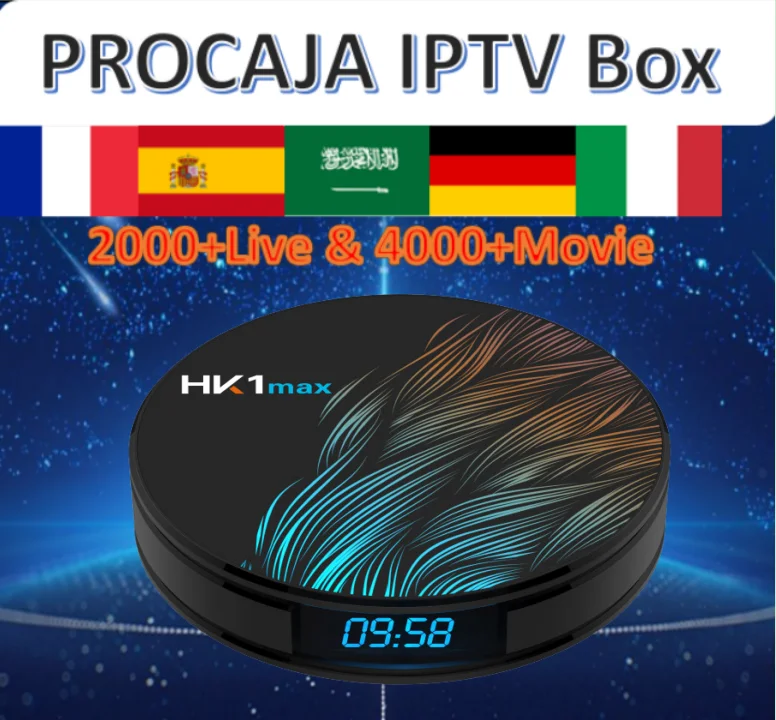 HK1MAX 16/32/64G RK3318 Android9.0 Smart TV Box&PROCAJA French subscription 2000Live&4000Vod France Spain Arabic IPTV