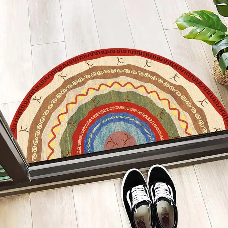 Bohemia Ethnic Style Semicircle Door Mat Entrance Rug Anti-slip Carpet Floor Mat 