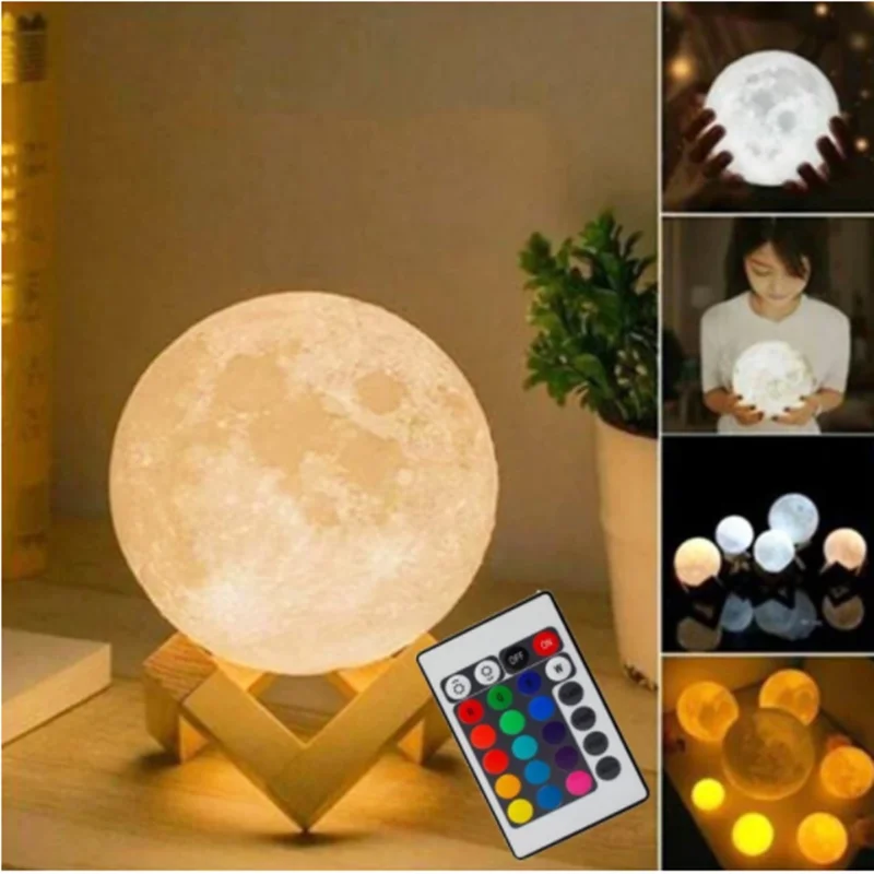 

3D Moon Lamp Night Light For Home Bedroom Decoration 16 Color Change Touch and Remote Control Galaxy Light as Gifts Table Lamp