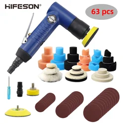 HIFESON – Machine à papier de verre pneumatique de haute qualité, Machine à polir et à cirer 1/2/3 pouces, ponceuse à Air, ensemble de 63 pièces 