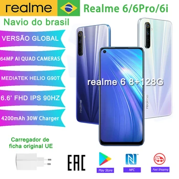 

Realme 6 pro 6i Global Version Mobile Phone 90Hz Display Helio G90T smartphone Flash Charge 4300mAh 64MP Camera Cellphone Brazil