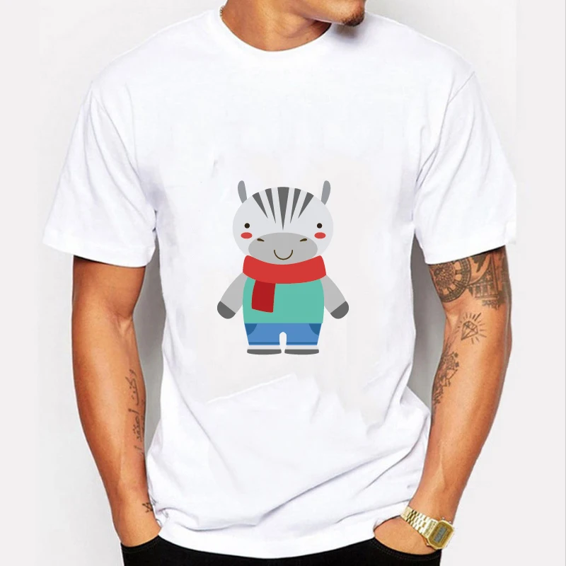 

Men Women Spring Couple Short Sleeve Loose T Shirt Casual Cotton Tshirts Harajuku White Hip Hop Zabra Animal Printed T-shirts