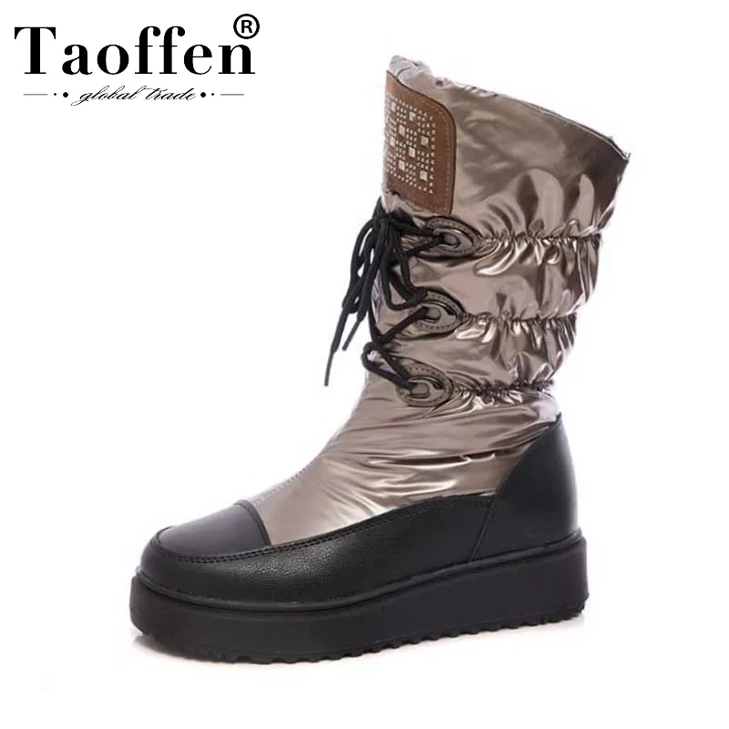 

Taoffen 4 Color Ladies Ankle Boots Winter Warm Sexy Flats Casual Boots Daily Cross Strap Office Botas Footwear Size 36-40