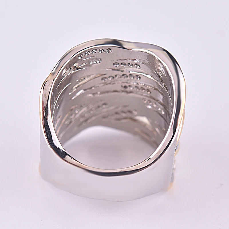 Female Engagement Ring Gold Silver Color Multi Layer Winding Jewelry Gift Crystal Hollow