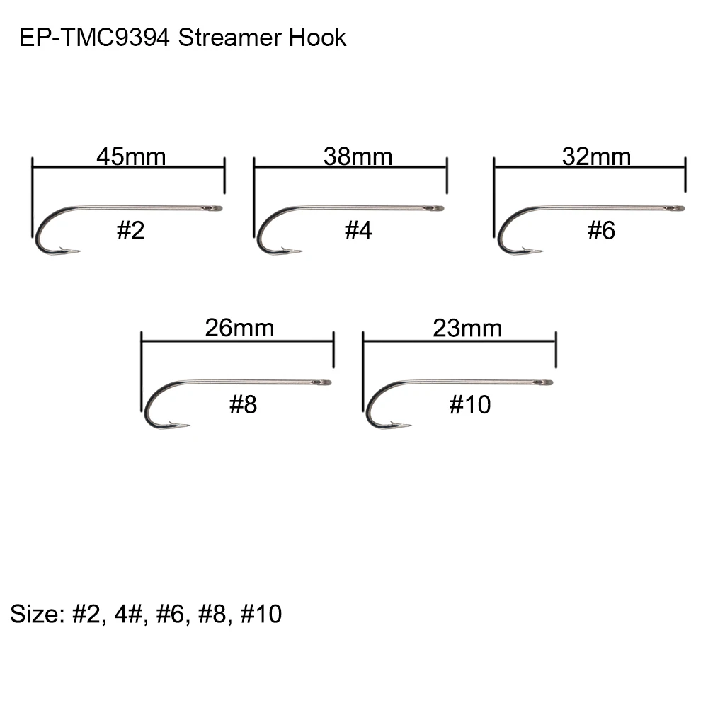 Eupheng, 100 шт., рыболовные крючки для стримера, стальная головка, Нимфа, мокрая кованая Барб, бронза, никель, муха, рыболовные крючки
