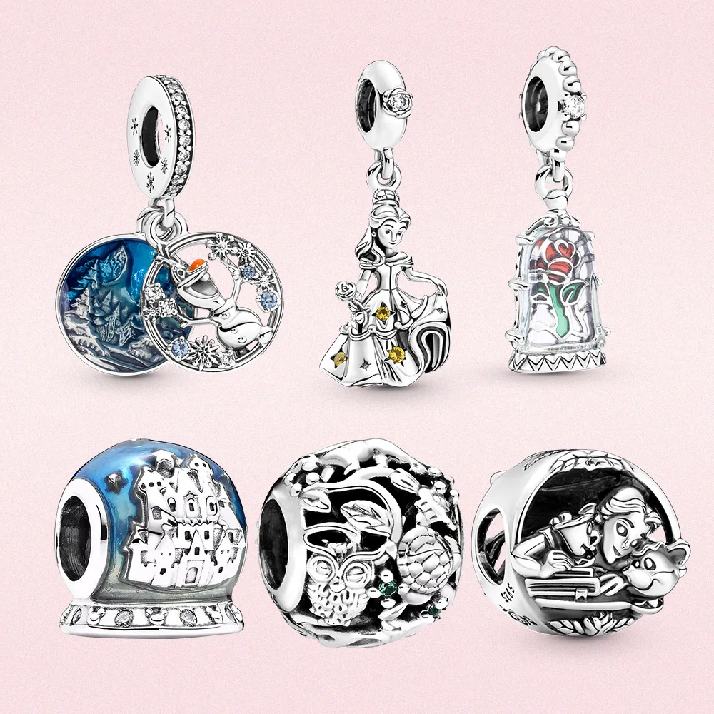 925 Silver Charm Beauty and the beast Frozen Elsa Dagle charm pendant Olaf silver jewelry Fit Original Pandora women gift new | Украшения и