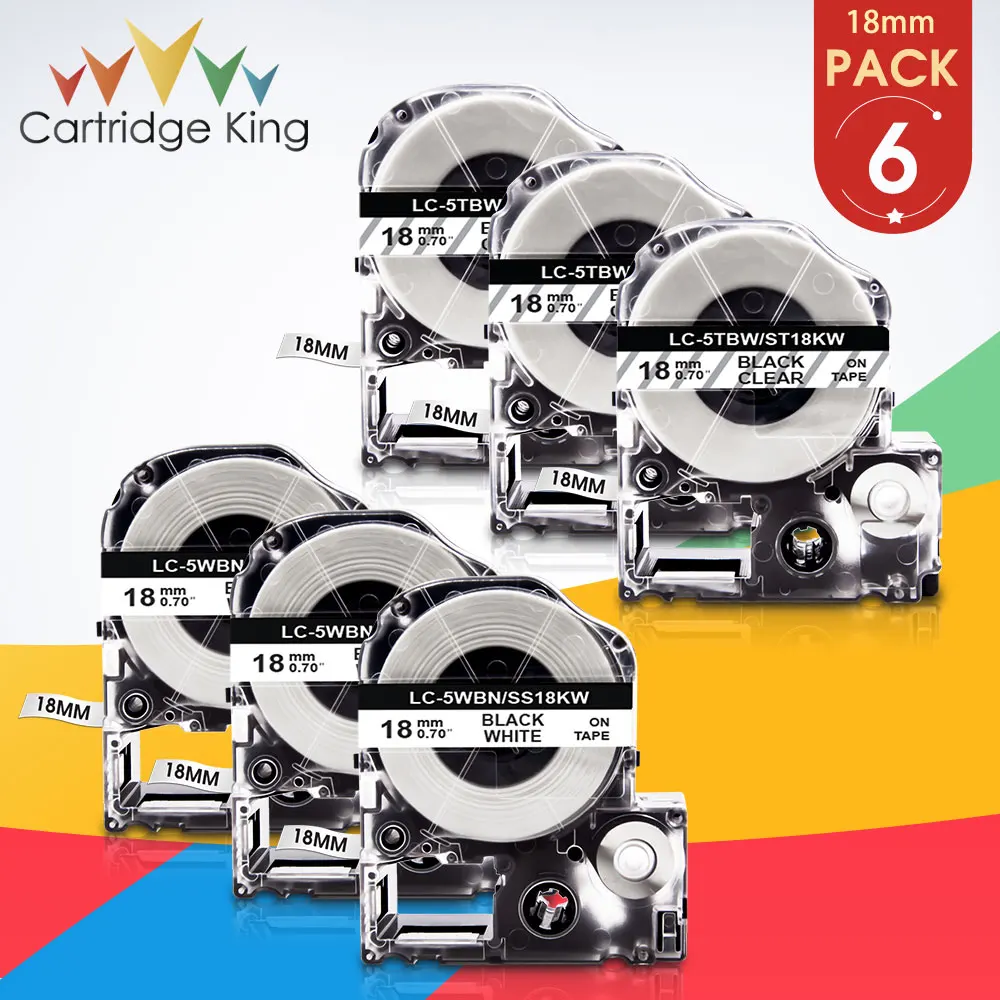 

6PK SS18KW ST18KW черный на белом/прозрачном 18 фотографическом принтере Epson King Jim