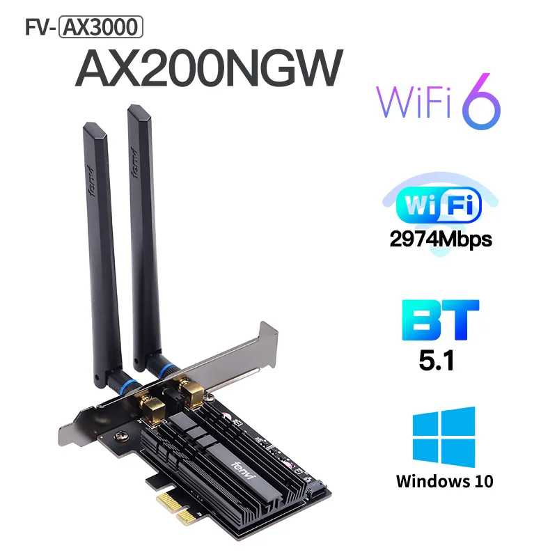Wireless-Adapter PCIE Wifi-Card Intel Ax200ngw 3000mbps FV-AX3000 Desktop Dual-Band Wi-Fi 6
