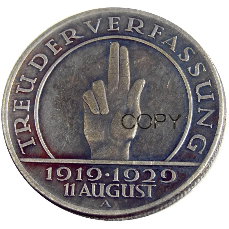 Германия Республика вэймар 1929A 5 рейхсмак Посеребренная редкая копия монеты | Дом