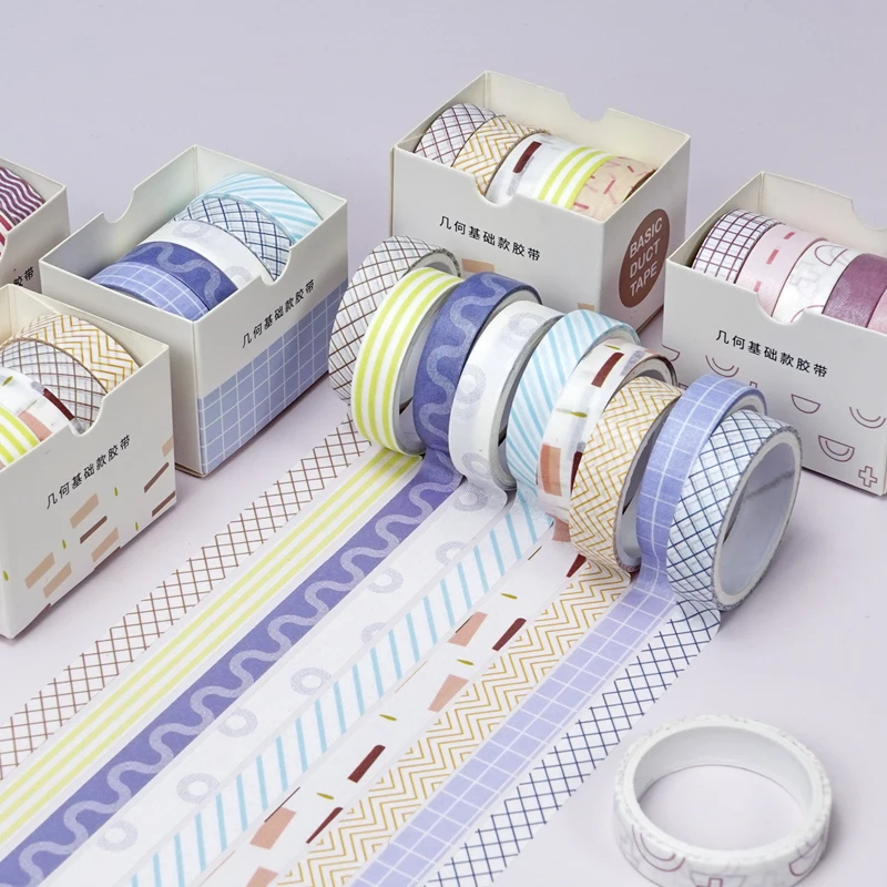 5 rollos Scrapbooking conjunto de cintas Washi adhesiva adhesivo decorativo de cintas para artesanías revistas de bala los planificadores de regalo
