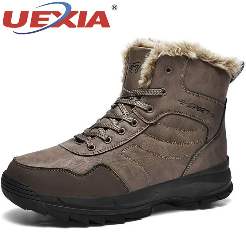 

UEXIA Motorcycle Outdoor Sport Winter Non-slip Working Boots Plush Warm Plus Fur Snow Boots Men Sneakers Shoes Big Size 39-48