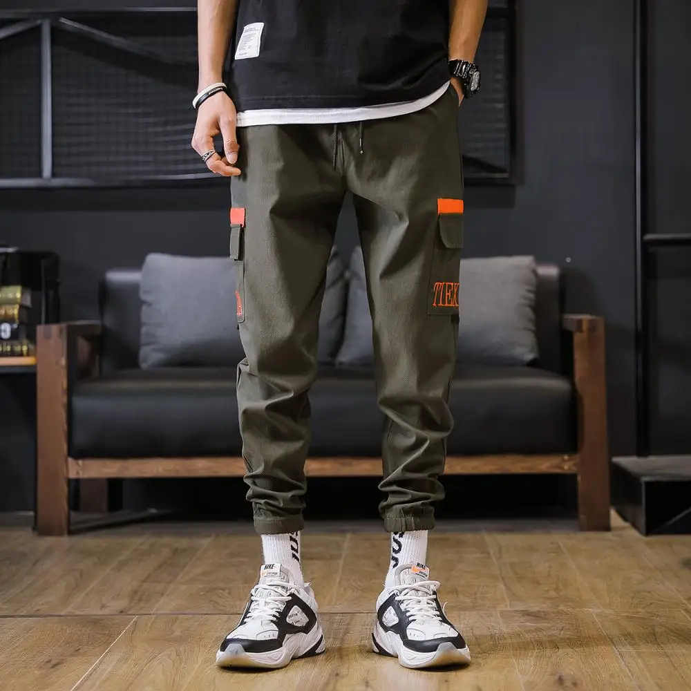 Красивые мужские весенне-осенние шаровары с карманами в стиле хип-хоп, повседневные корейские штаны для бега