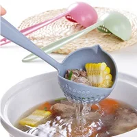 Hot Selling 2 in 1 Long Handle Soup Spoon Home Strainer Cooking Colander Kitchen Scoop Plastic Ladle Tableware 1