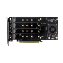 PCIe 3.0 X16 PLX8747 à 4 ports M.2 NVMe adaptateur SSD carte d'extension Quad Mkey Nvme vers Pci-E convertisseur pour PC 32G/bps win10 linux