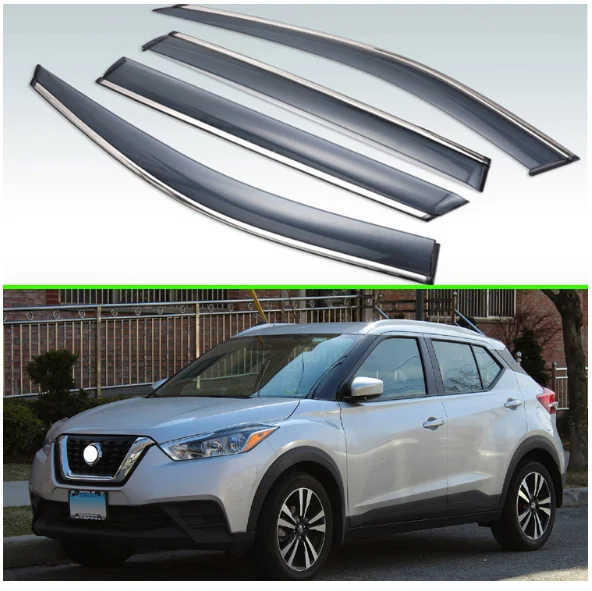 

For Nissan Kicks (P15) 2016 2017 2018 2019 Plastic Exterior Visor Vent Shades Window Sun Rain Guard Deflector 4pcs