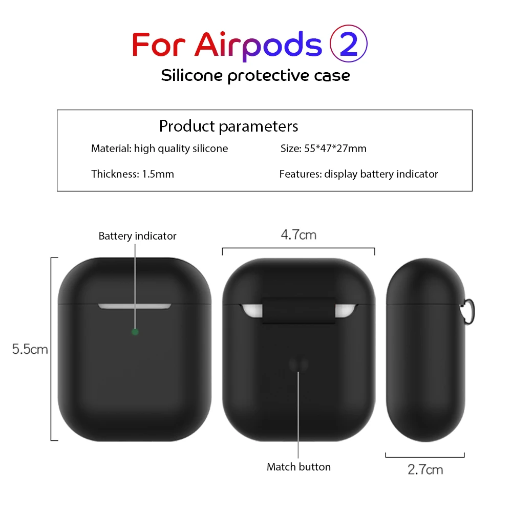 Силиконовый чехол для AirPods 2 Bluetooth наушники беспроводные наушники протектор для Apple AirPods защитный чехол для Air Pods2 чехол