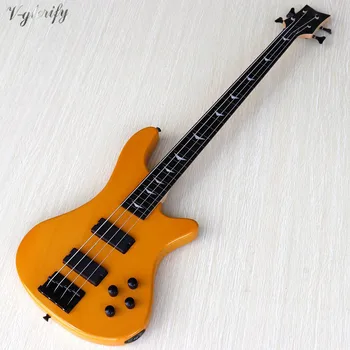 

4 string orange fretless with fret line electric bass guitar full solid bass wood body 43 inch high gloss bass guitar