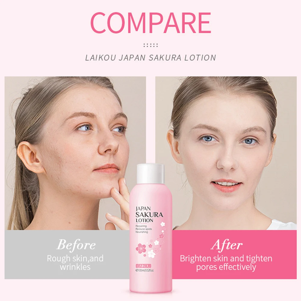 Sakura Face Lotion Moisturizing Essence Shrink Pores Repairing Facial Skin Care Products facial essence